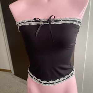 Black Lace Trim Tube Top